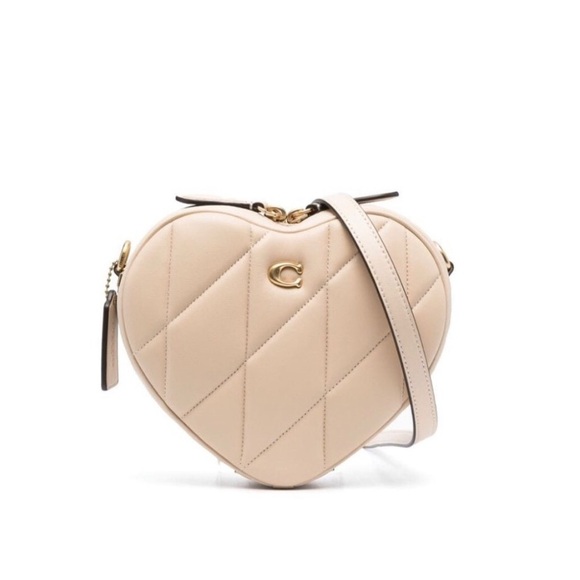 Coach Quilted Heart Crossbody Bag in Cream - Picture 1 of 13